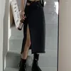 Rokken zomer rok cowgirl casual veelzijdige retro losse zijspleute asymmetrische universiteitsstijl sexy hoge taille vrouw