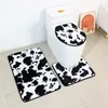 Siège de toilette couvre lait de vache imprimé tapis de salle de bain 3 pièces ensemble U Type anti-dérapant absorbant pied bain tapis décoration de la maison