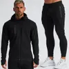 Men's sports hoodie set fitness two-piece custom football suit T-shirt hooded zipper hoodie long trousers full cardigan long-sleeved shirt running custom uniform