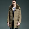 Piumino da uomo 2023 Cappotto lungo invernale da uomo Giacca spessa con collo in pelliccia Parka Doudoune Hiver Homme