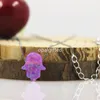 Kolye Kolyeleri 11x13mm Opal Hamsa 925 STERLING Gümüş Moda Takı Op60 Sentetik El O/Kutu Zinciri Kadınlar İçin Suçlama