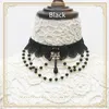 Necklaces Kashmir Star Elegant Handmade Vintage Lace GEM Necklace Pearl Chain Trim Lolita Accessory Sweet 8 Colors