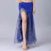 Scena noszona 9 kolorów damskie ubrania taneczne spódnice brzuch boczne dzielone cekiny spódnica przędzy dla dziewcząt fishtail belldance sukienka