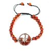 Bracelet Style 1Pc rétro tissé à la main cristal naturel rouge Agates améthyste perles arbre de vie Bracelet réglable guérison Reiki