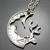 Pendant Necklaces Pack Of 2 Vintage Silver Plated Coin Stag Deer Couple Friendship Friends Maxi Necklace Jewelry