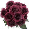 Decorative Flowers 12 Pcs Black Roses Artificial Party Decorations Fake Silk Faux Petal Floral