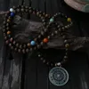 Collares 100% Cuentas Naturales de 8 mm Ojo de Tigre JapaMala 8 Chakras Cuentas Mala Collar de Loto 108 Cuentas Mala con Cuentas Marcadoras Estilo Mantra