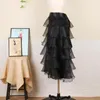 Gonne Gonna con volant di lusso Festa da donna Compleanno Vita alta Organza Nero Elegante Elegante Fashion Lady Plus Size Drop 2023