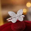 Cluster Rings Luxuoso Flower Leaves Butterfly Oval Full Diamond Couple Ring For Women Geometric Zircônia Engagement Bridal Gift Jewelry