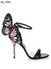 Sandals Free shipping 2018 Ladies patent leather high heel buckle Rose solid butterfly ornaments Sophia Webster SANDALS SHOES colourful size 3442 J0523