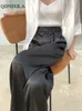 Kvinnor S Pants S 2023 Summer Silk Satin High midja Casual Black Korean Fashion Wide Leg Suit For Women byxor Överdimensionerade 230522