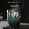 Cups Saucers Retro Coarse Pottery Wate Mug 250ml Large Size Tea Cup Creative Color Changing Peony Flower Ceramic Household Coffee