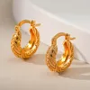 Hoop kolczyki wyboiste wytłaczanie koło projektowe dla kobiet 18K złoty metalowy metalowe małe pierścienie ucha proste prezenty biżuterii