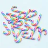 Novelty Items 50PCS Wholesale 10mmX30mm Rainbow Polymer Clay Candy Crutch Miniatures Christmas Crafts Embellishments Party Decoration G230520