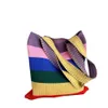 Hbt ​​-shoppingväskor stolta nya regnbågspåse kvinnors sommarkoreanska randkontrast handväska student stickad axel 230522