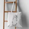 Storage Bags Ghost In Flowers Canvas Reutilizable Large Tote Bag Simple Handbag Party Gifts Shoulder Bolsa