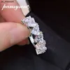 Полоса Rings Pansysen Classic Cut Cut Solid 925 Sterling Silver создал Moissanite Diamond Frongs Обручальные кольца для женщин ювелирных изделий J230522