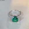 Anéis de banda 2022 Novo 100 925 Sterling Silver 4Ct Emerald Topaz Lab Rings Diamond For Women Gemstone Wedding Party Fine Fine Jewelry Presente J230522