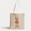 Borse portaoggetti Boho Sun Moon Canvas Star Stampato Borsa shopper casual di grande capacità Scuola Donna Spalla Arte astratta