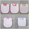 Autre Textile de Maison Sublimation Blanc Bavoir Bébé Bricolage Transfert de Chaleur Toddler Burp Chiffons Polyester Blanc Mangeoire Bavoirs Drop Delivery Garden Dhpan