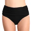 Black High Waist Bikini Bottoms for Women Ruched Bikini Tankini Swimsuit Briefs Women Tummy Control Full Coverage Swimwear Small to Plus Size