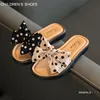 Slipper Baby Kinder Mädchen Sommer Strand Hausschuhe Kleinkinder Punkte Schleife Offene Zehen Rutsche Hausschuhe Rutschfeste Kreuz Hausschuhe mit Schleife für Kinder 230522