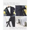 Damen-Nachtwäsche, luxuriös, Grand-National-Stil, bedruckt, lange Robe, Damen-Kimono aus Kunstseide, Satin, Frühling und Sommer, dünnes Nachtkleid, sexy Schnürung