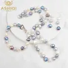 Necklace ASHIQI Natural Freshwater Pearl Jewelry Sets for Women 910mm Baroque Pearl NE+BR+EA