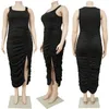 Sukienki w dużych rozmiarach Kexu Women Side Side Old O-Neck Sleveless Maxi Long Sukienka 2023 Summer Backless Bodycon Sexy Party Tank