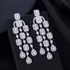 Noeud ThreeGraces luxe cubique zircone Long gland géométrique goutte lustre boucles d'oreilles pour les mariées bijoux d'anniversaire de mariage ER708