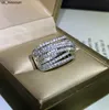 Bagues De Bande De Luxe Bijoux En Argent Sterling 925 Pave Blanc Saphir CZ Diamant Pierres Précieuses Parti Femmes De Mariage Bague De Fiançailles J230522