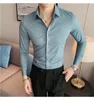 Camicie casual da uomo Camicia a maniche lunghe stile uomo Colletto con risvolto ricamato Vestibilità aderente Abbigliamento formale formale da uomo Abito maschile