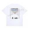 Designer Mens Women T Shirts Rhude Summer Fashion Leisure Loose High Quality Cottons Letter Print Luxurys Trend Oversize Tops Klädstorlek XS-XL