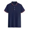 Men's Polos 2023 Lapel Men's Summer Polo Shirt Youth Color Matching Casual Short Sleeve T-shirt