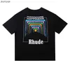 Rhude herr t-shirts designer för män kort ärm rhudes tryck skjortor tee topp lös tshirts kvinna överdimensionerade toppar asiatisk storlek teu00