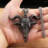 Catene Gothic Vintage Mens Viking Lucifero Satana Collana con ciondolo a testa di toro Collane con animali in acciaio inossidabile Regalo di gioielli di moda punk