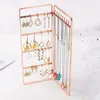 Boxes Earrings Hanging Rack Jewelry Organizer Holder Metal Ear Stud Display Stand Necklace Hang Stand Jewelry Show Rack Golden