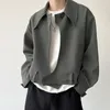Vestes pour hommes printemps vêtements de travail japonais revers veste courte irrégulière pour hommes et femmes 2023 Design lâche