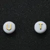 Contas de 26 letras para fazer jóias seu nome 7mm contas de acrílico diy acessórios para pulseira colar brinco lotes em massa