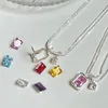 Les chaînes Super Flash Square peuvent être remplacées par 6 types de collier de pierres précieuses colorées N Wear Method Bijoux de chaîne de clavicule féminine
