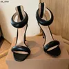 Sandaler Guldsandaler för kvinnors lyxdesigner Zip Stiletto Heel Dress Shoes äkta läder fashionabla bekväma 10 cm High Heeled Rom Sandal 3541 J0523