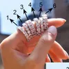 Bröllopsringar Sier Women Ring Vintage Fashion Jewelry CZ Diamond Engagement Gift With Box Drop Delivery DHT4B