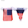 Украшение вечеринки 4 -й американский флаг 14*21 20pcs Desk Flag Американский США/США Соединенные Штаты Америки Квадратный стол. Треугольник Треугольный флаг T230522