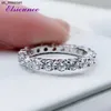 Anéis de banda Elsieunee Real Silver 925 Sterling 3mm Missanita simulada Diamond Wedding noivado anel de moda de jóias finas para mulheres J230522