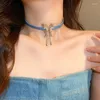 Choker Harajuku Folded Butterfly Tassel Leather Collar Ins Necklace Trendy Aesthetic Elegant Y2K 2000s Romantic Accesssories