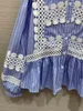 Bluzki damskie 2023 Kobiety moda latarnia długie rękaw Seksowne pionowe paski rozpuszczalny w wodzie Losowa koszula 0213