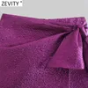 Frauen Shorts ZEVITY Frauen High Street Bogen Dekoration Textur Lila Röcke Dame Zipper Fly Chic Pantalone Cortos QUN938 230522