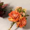 Fiori decorativi Seta artificiale Ramo di rosa per bouquet da sposa fai da te Centrotavola Composizioni floreali Tavoli da festa Home Living Roma