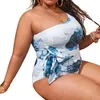 Maillots de bain pour femmes Bikini sans manches Slant Shoulder Dye Print Swimming Summer Beach Romper