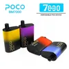 POCO BM 7000 Puffs Mesh Coil Electronic Cigarette Disposable Vape med 850 mAh typ C -batteri och 17 ml kassettpods US Local Warehouse